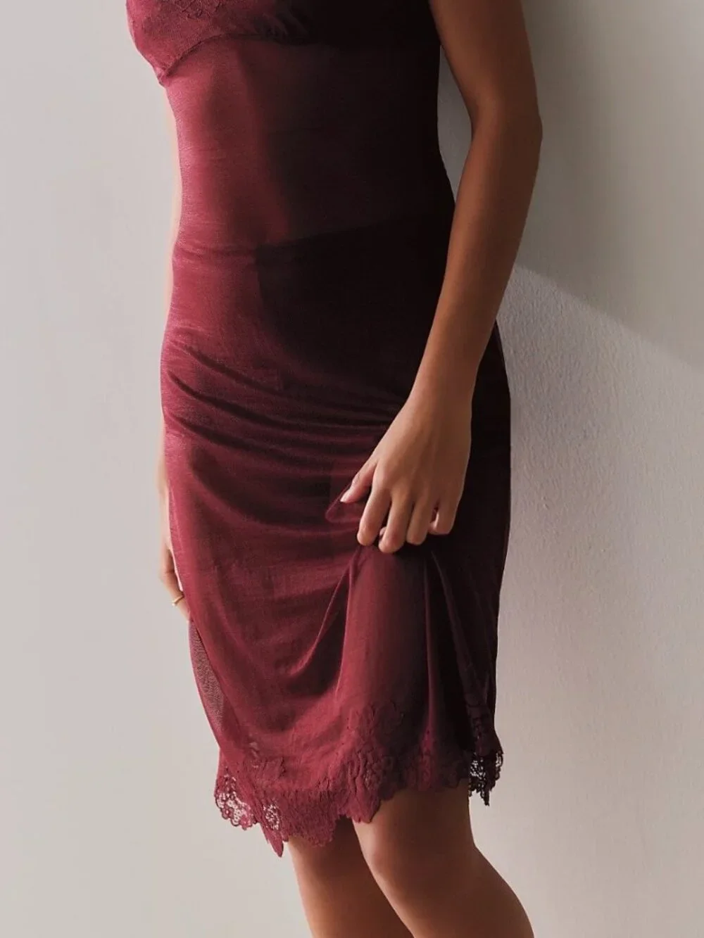 Free People Sheer Midi Slip Dress Large NWT